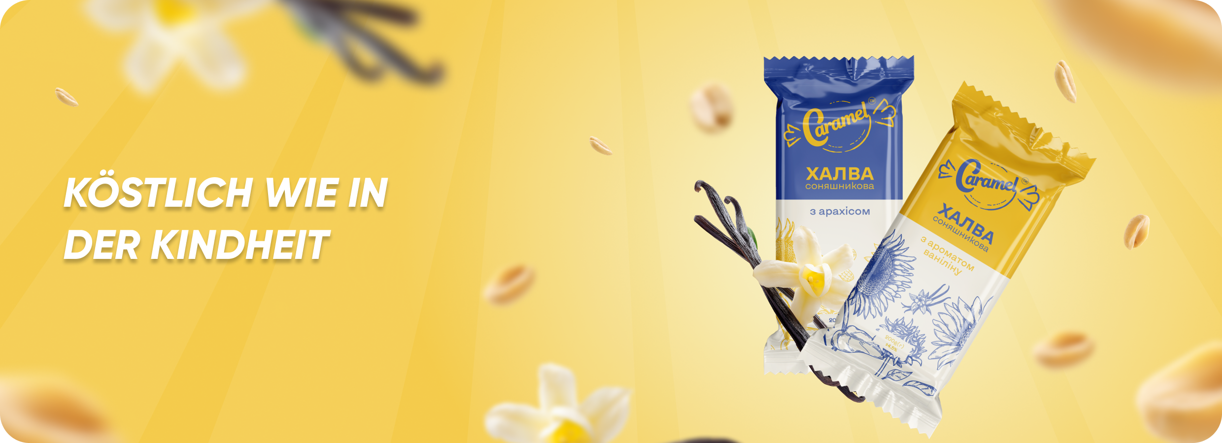 TM Karamell – Sonnenblumen-Halva mit Erdnüssen. Großhandel, Gruppe, VTM