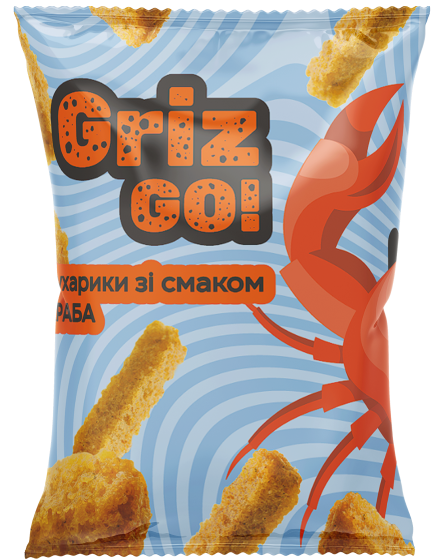 Купити сухарики пшеничні зі смаком краба 70г ТМ GrizGo оптом