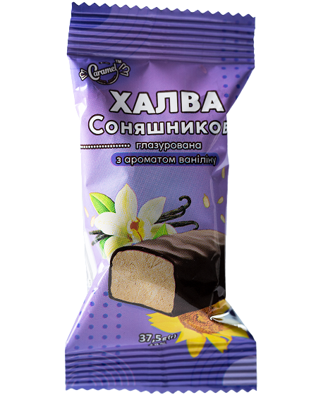 Купити халва соняшникова з ароматом ваніліну глазурована 37,5г ТМ Caramel оптом