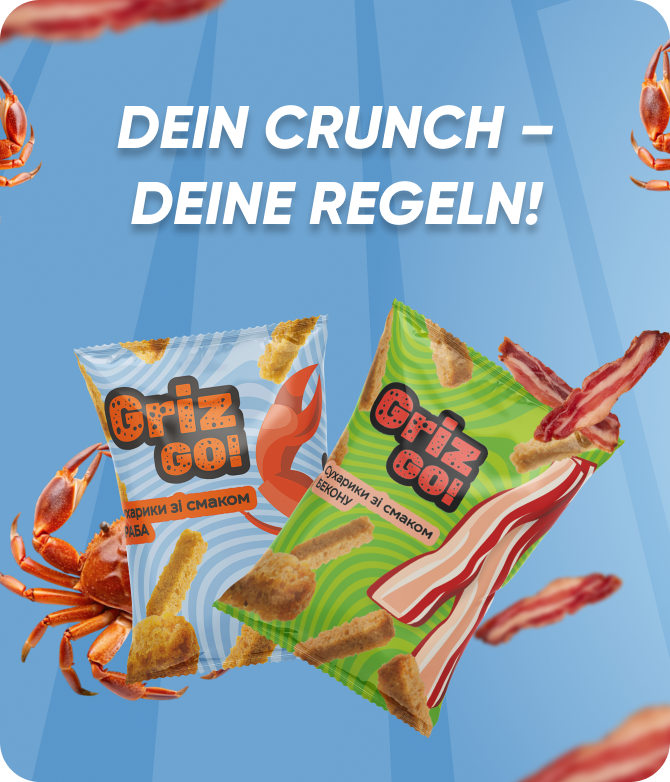 TM GrizGo – Cracker Großhandel. Leckere Snacks mit Speck- und Krabbengeschmack