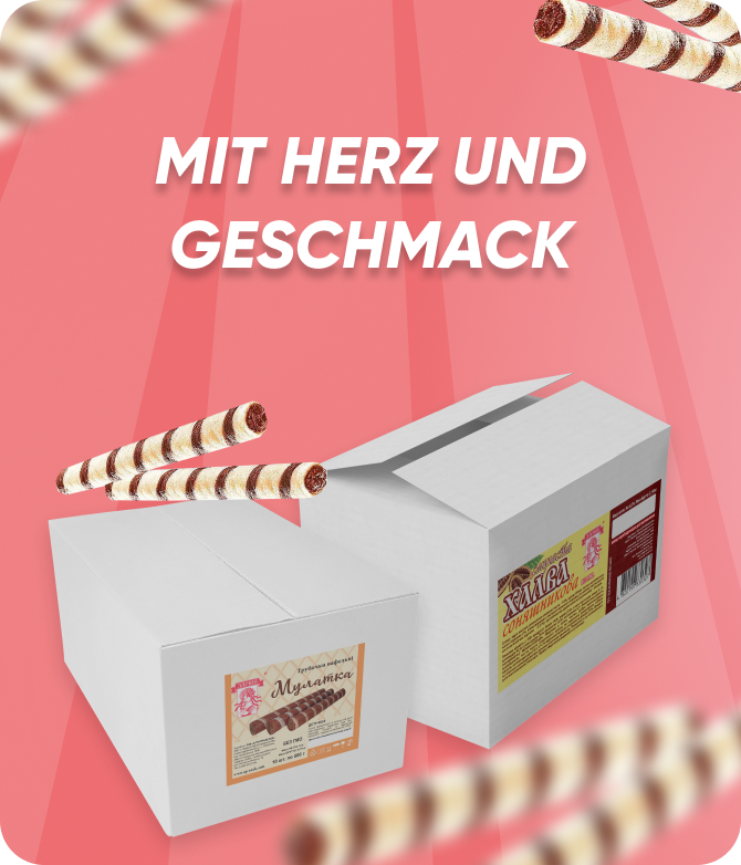 TM Zarina – Süßwarengroßhandel. Waffelröllchen und Halva